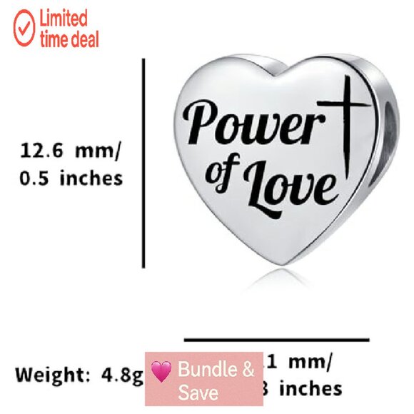 Christian Bible Heart Charm for Bracelets - 4.5mm Metal Religious Jewelry - Picture 4 of 8